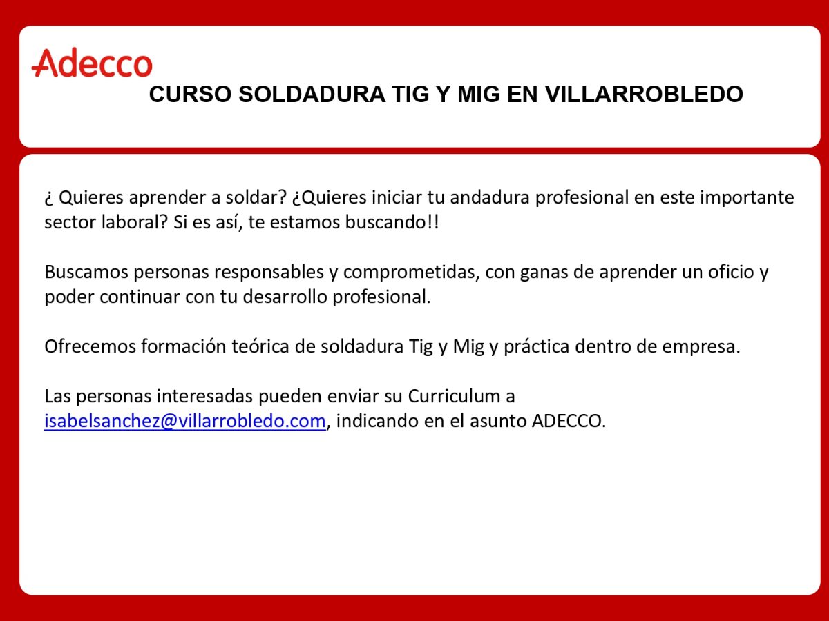Curso Soldadura en Villarrobledo.